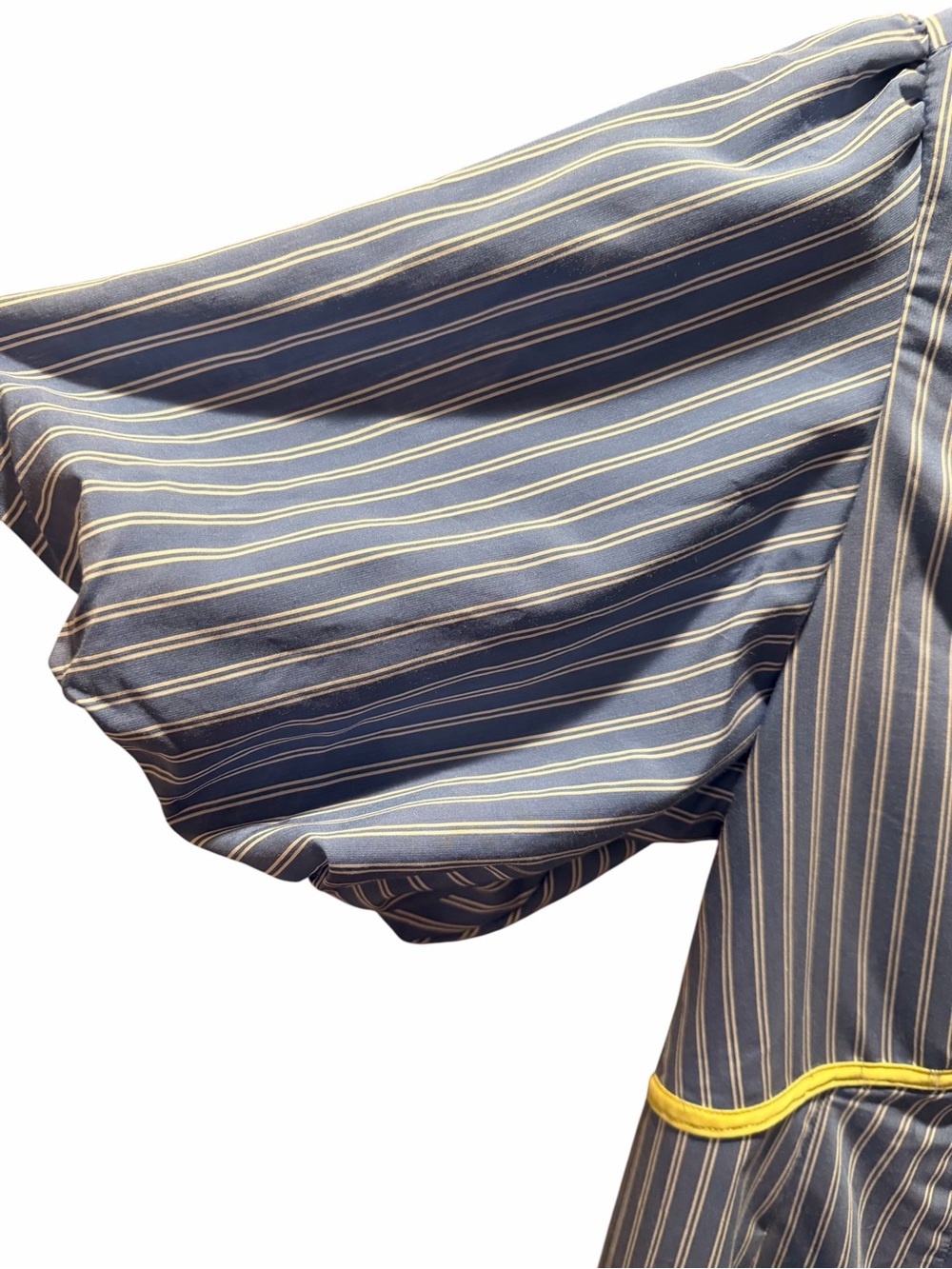 Anthropologie Blue & White Striped Tie-Front Mini Dress with Yellow Trim MEDIUM - Picture 4 of 9